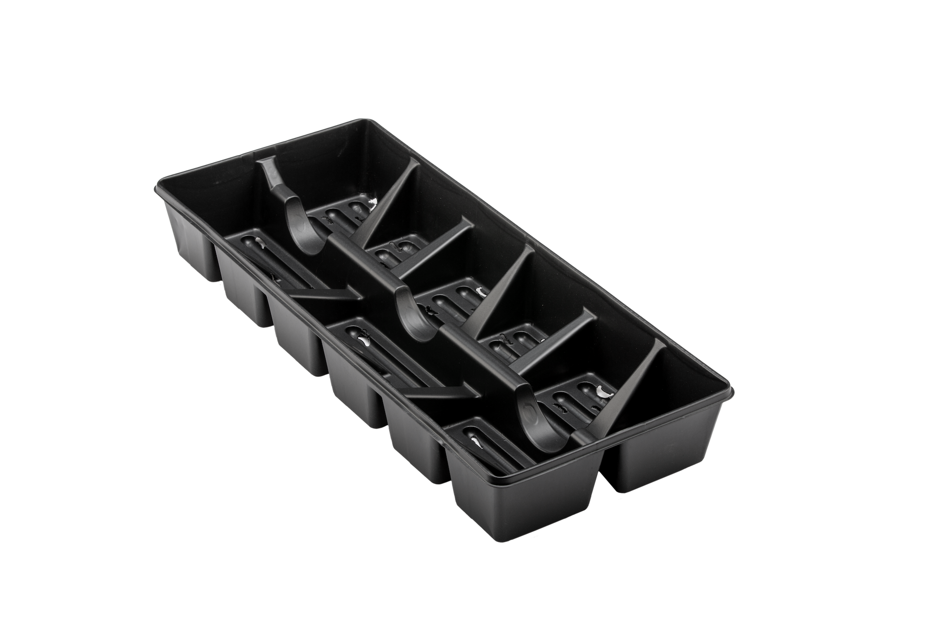 Shuttle transport tray with square pot spots.