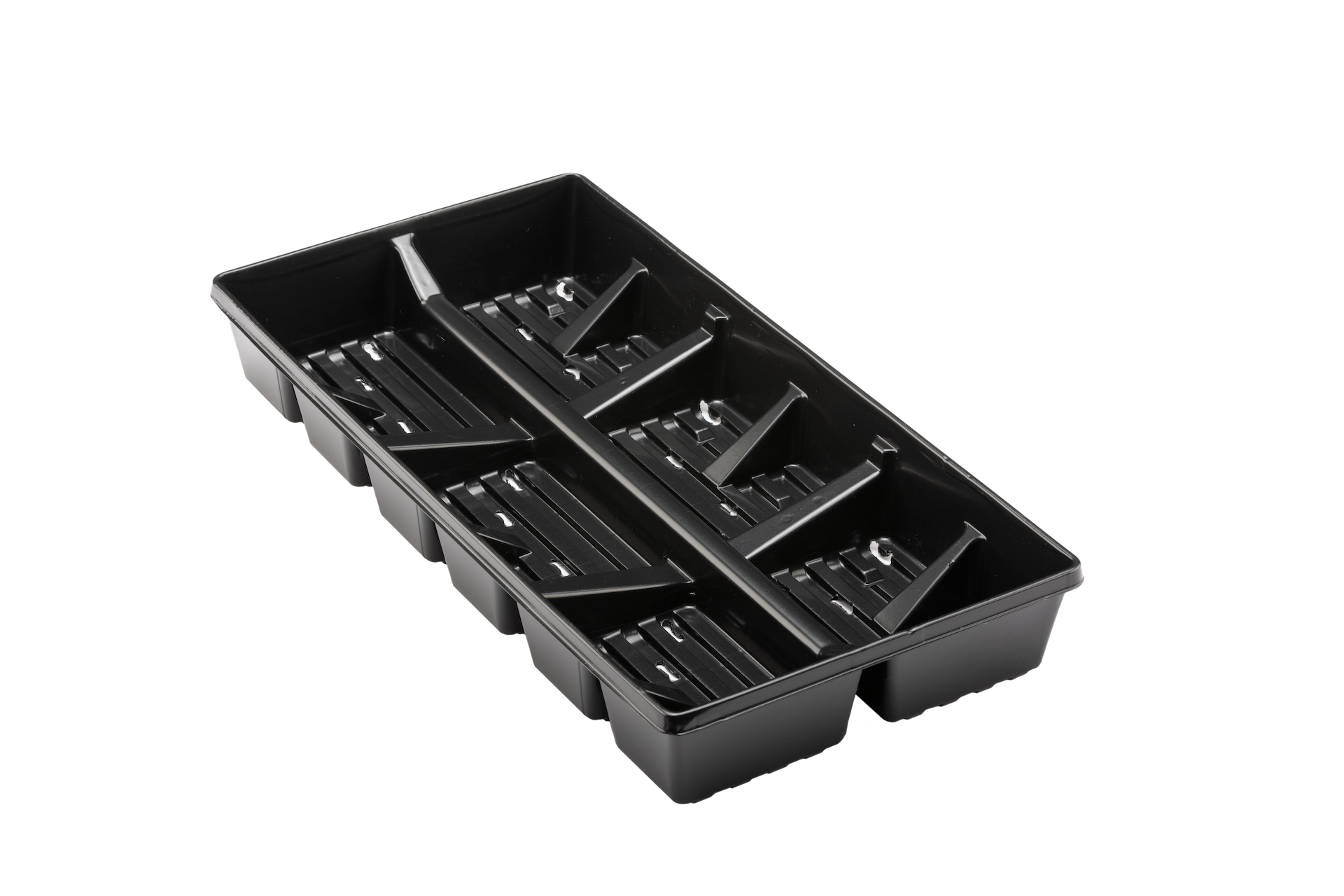 Growing tray with pot spacers.
