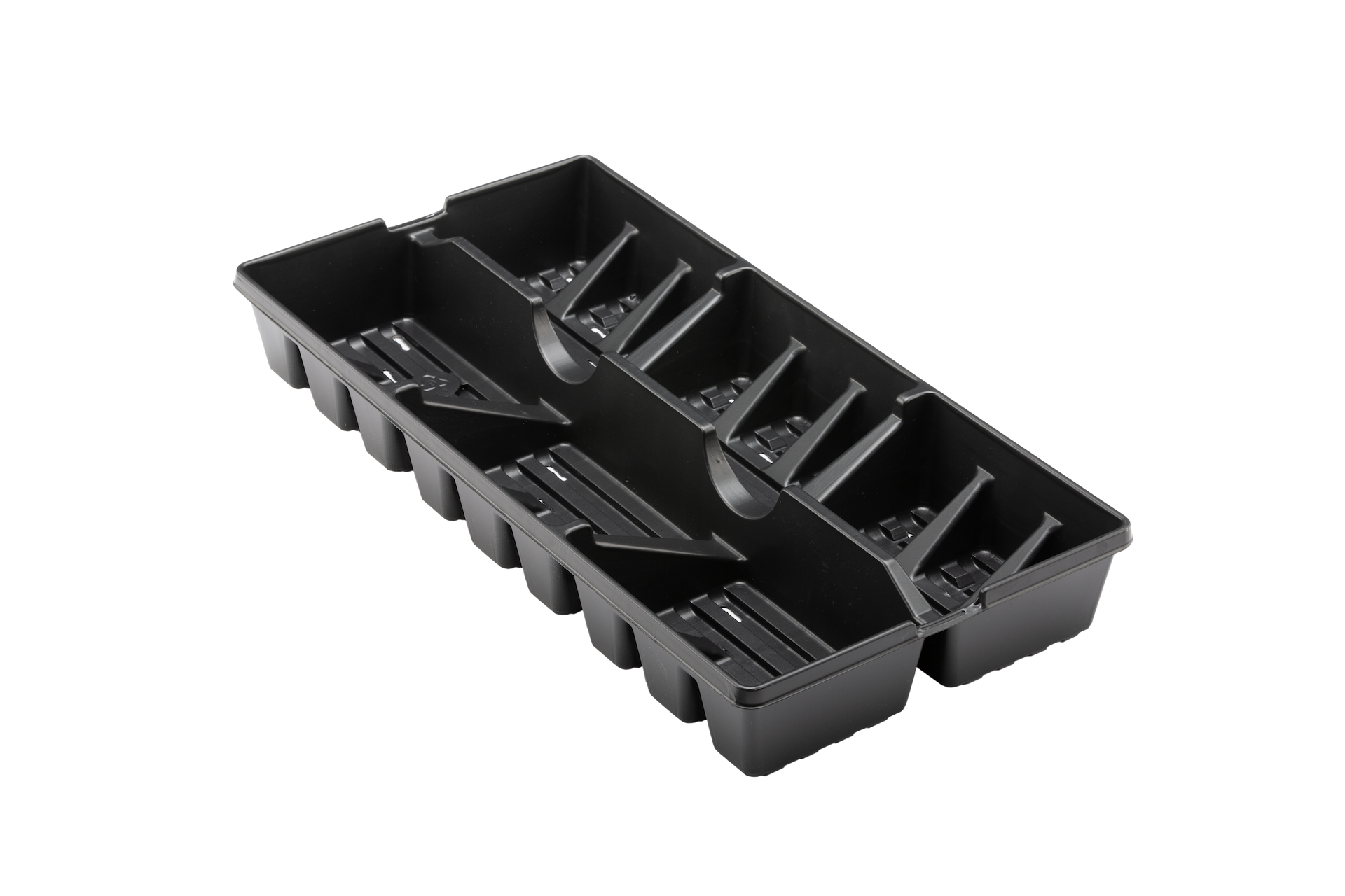 Plant tray with center rib.
