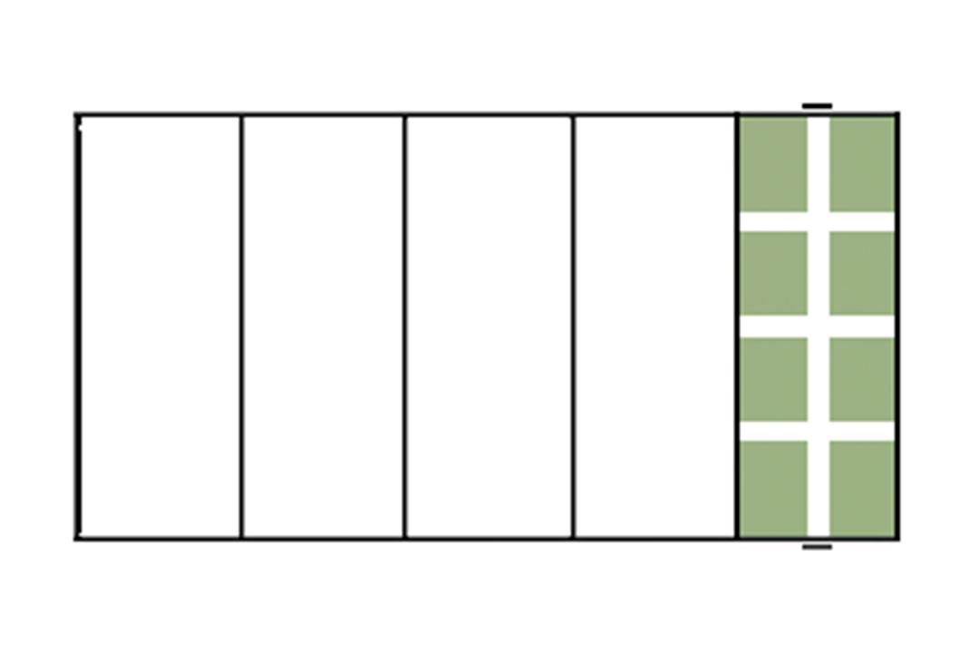 Graphic of sheet potting insert divided into equal sections.