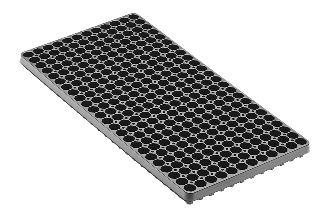 Flange vent planting tray insert.