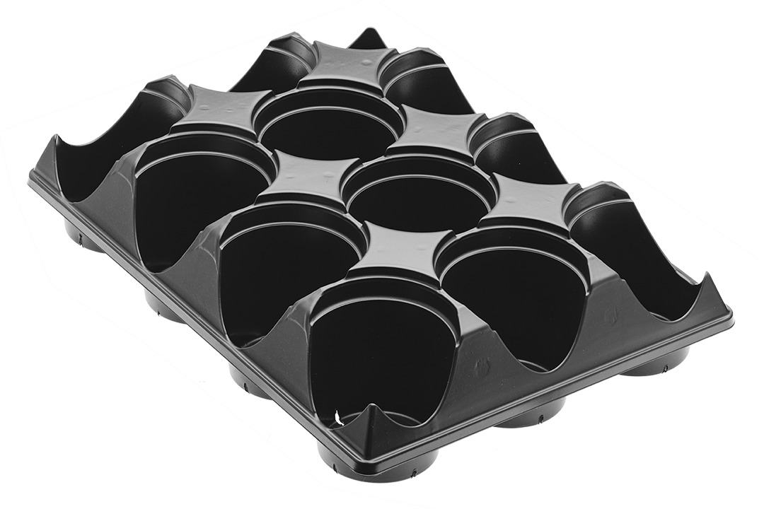 Square plant shuttle for twelve pots.