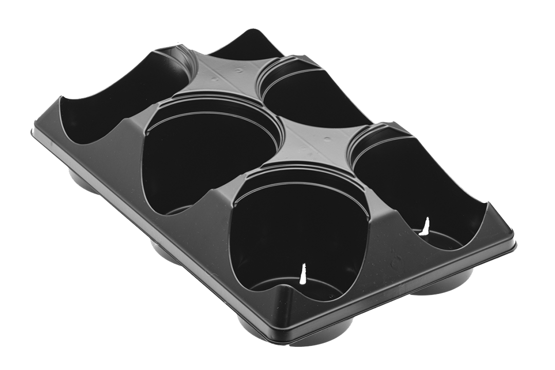 Shuttle tray for six pots.