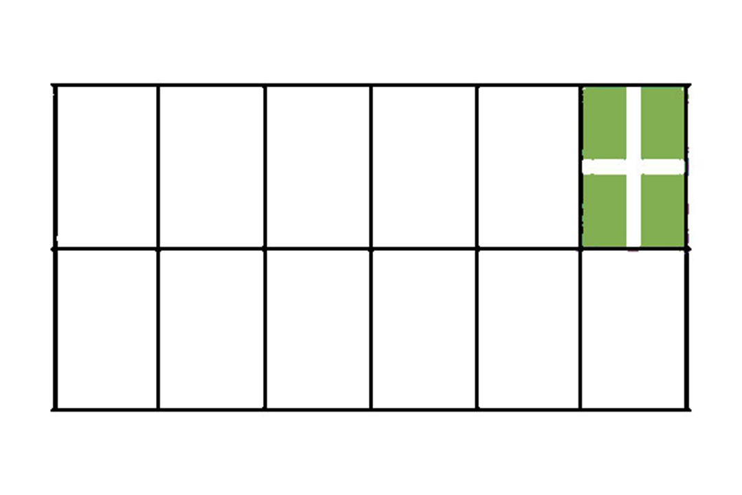 Graphic of planting insert with a cel divided in quarters.
