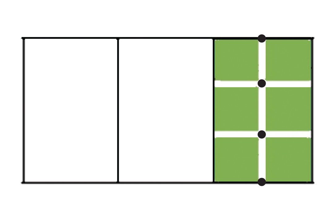 Graphic of sheet potting insert with large cells that are sub divided.
