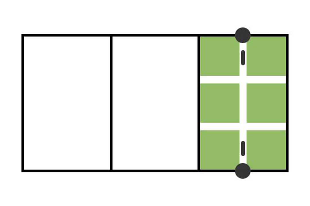Graphic of sheet potting insert with large sections that are subdivided.